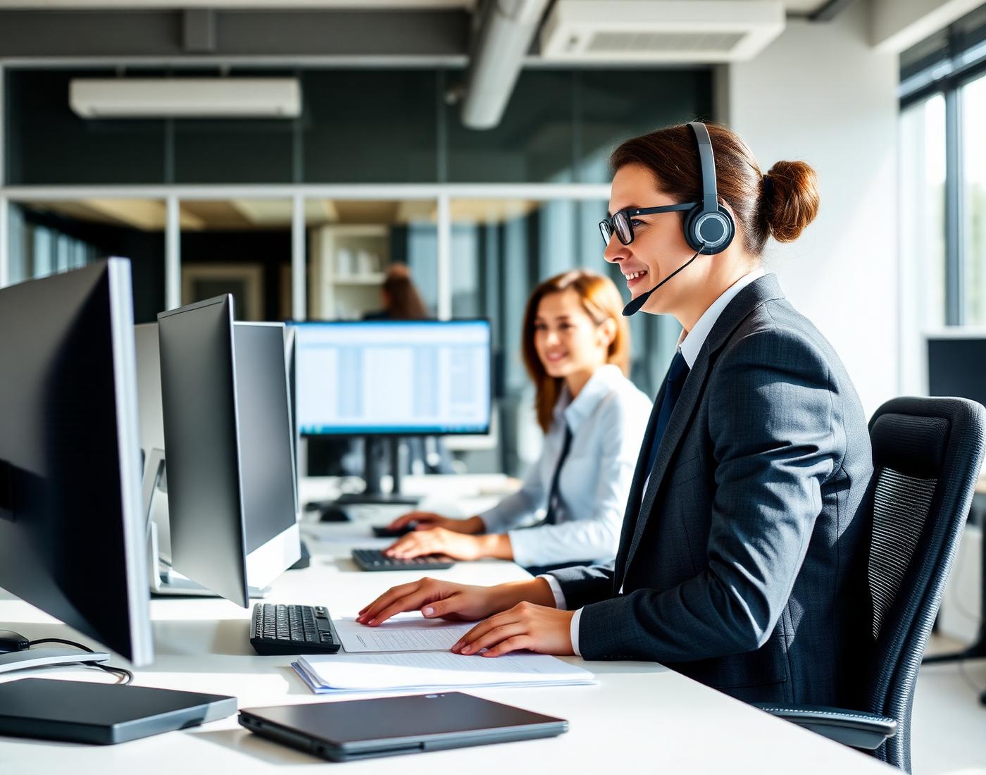 Professional booking coordinator at workstation